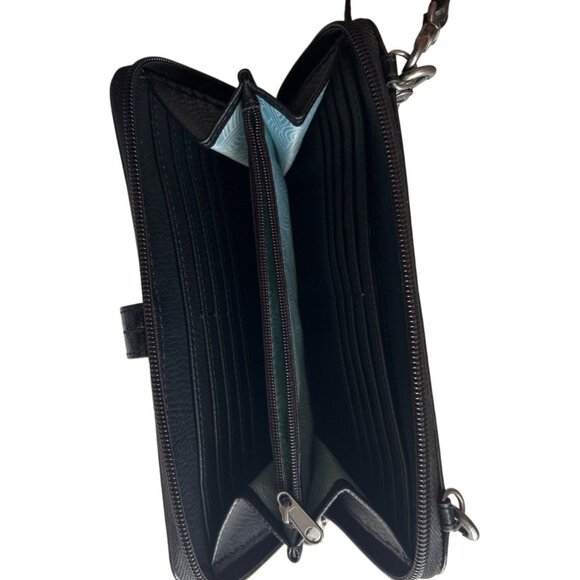 The Sak Black Leather Crossbody/Wristlet With Adjustable Strap & Zipper Closure - Picture 3 of 8